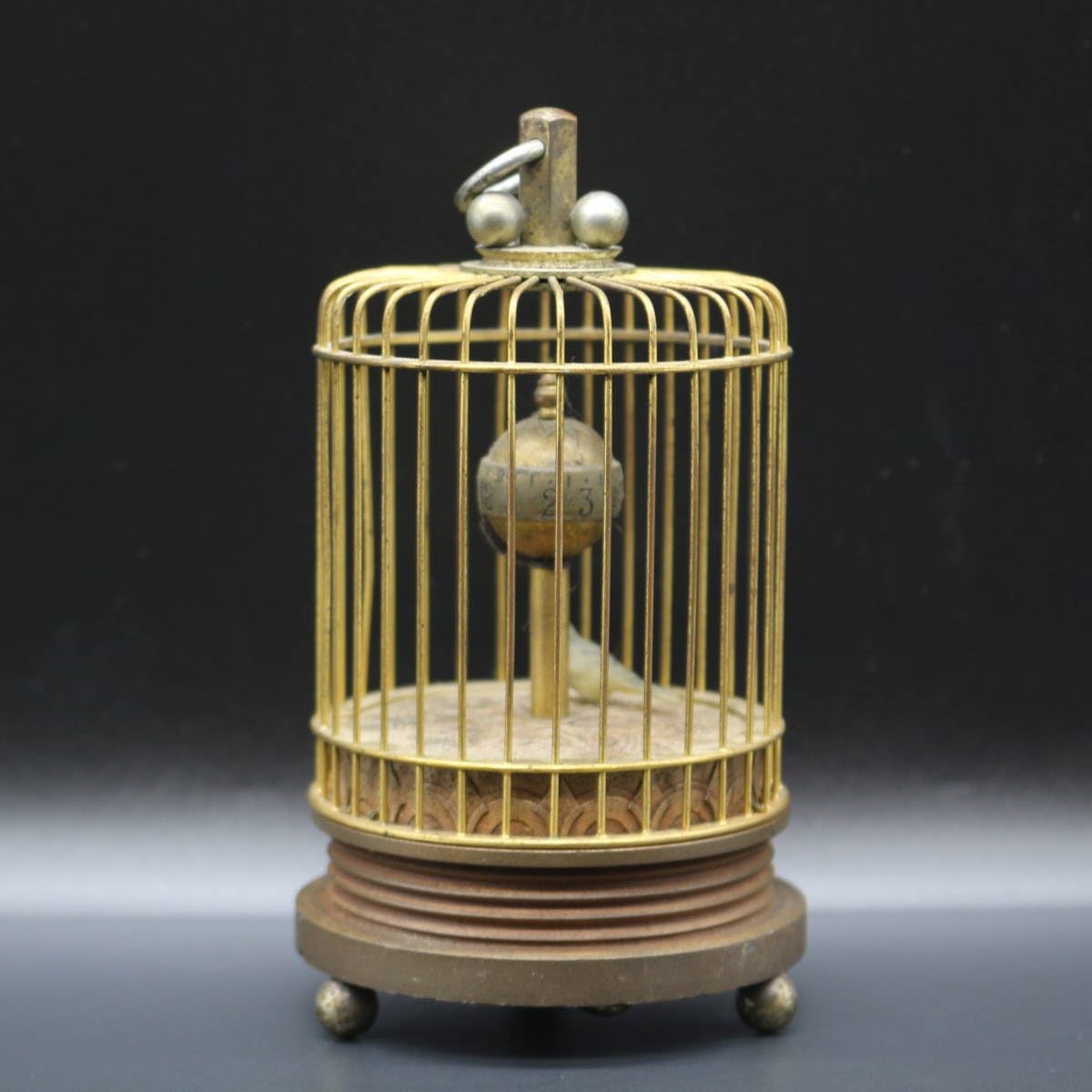 レトロ 真鍮製 アンティーク 鳥かご からくり時計 ゼンマイ 手巻き